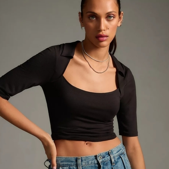 New Anthropologie Black Sexy Top - Picture 4 of 15